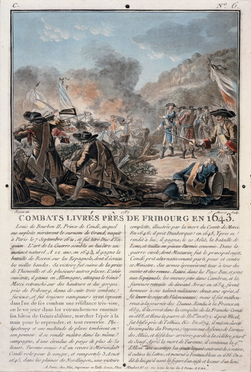 Combat near Freiburg, 1643, engraved by Jean Baptiste Morret, 1787 by Antoine Louis Francois Sergent Marceau