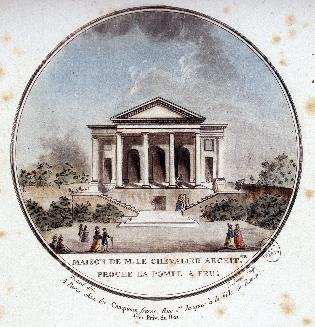 Maison de Monsieur le Chevalier, Architect, Paris. In Picturesque Views of the Main Buildings of Paris by Sergeant by Antoine Louis Francois Sergent Marceau