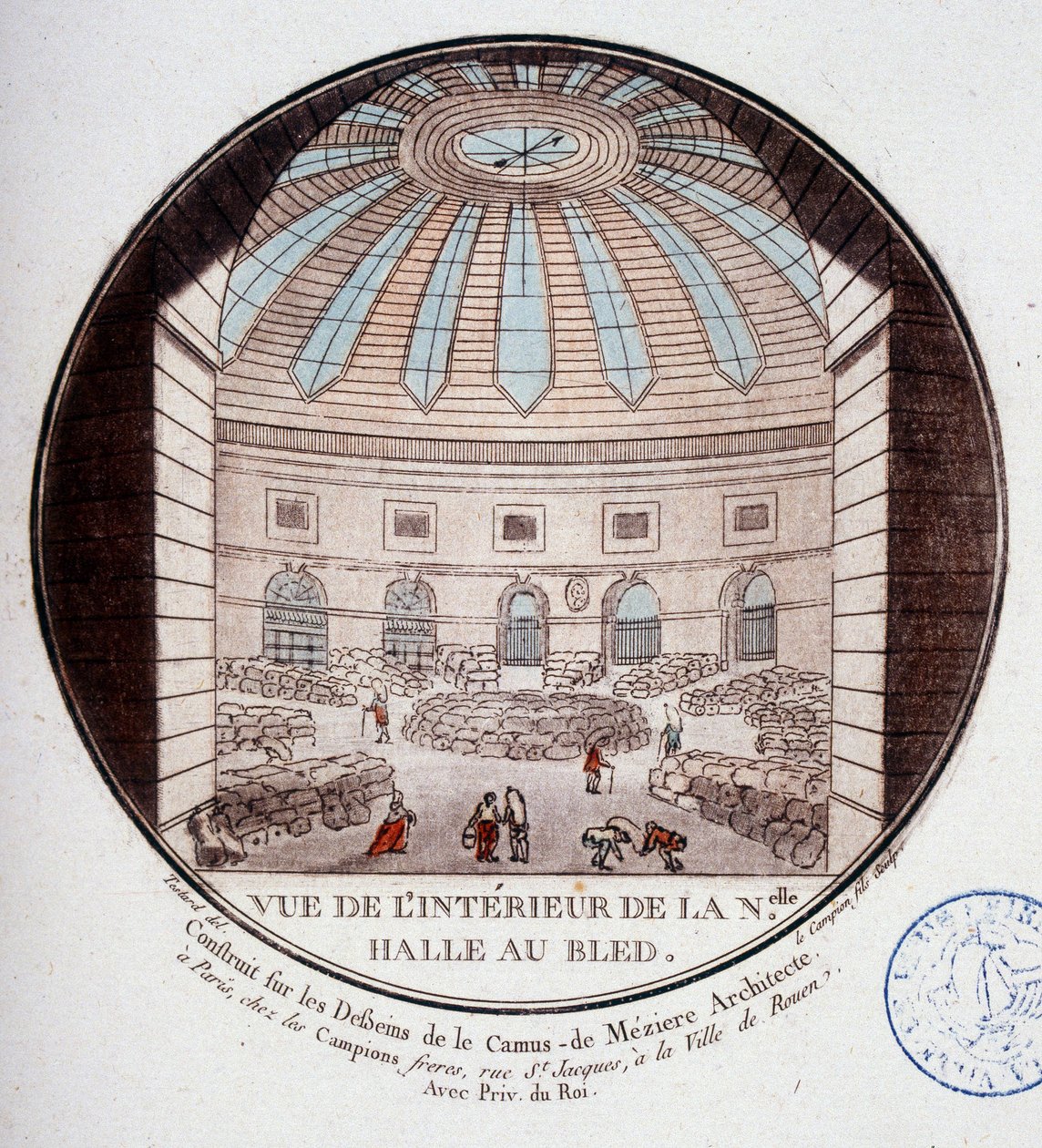 View of the Interior of the New Market Hall Built by Le Camus de Mézières Between 1763 and 1766, Today the Stock Exchange in Paris by Antoine Louis Francois Sergent Marceau