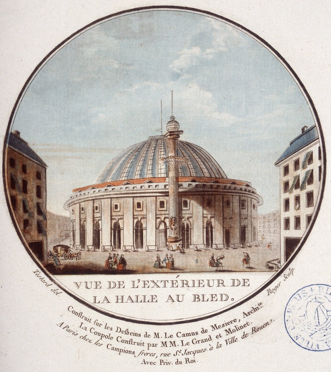 View of the Outside of the Wheat Market, Paris Built by Le Camus de Mézières Between 1763 and 1766, Today the Stock Exchange in Paris by Antoine Louis Francois Sergent Marceau