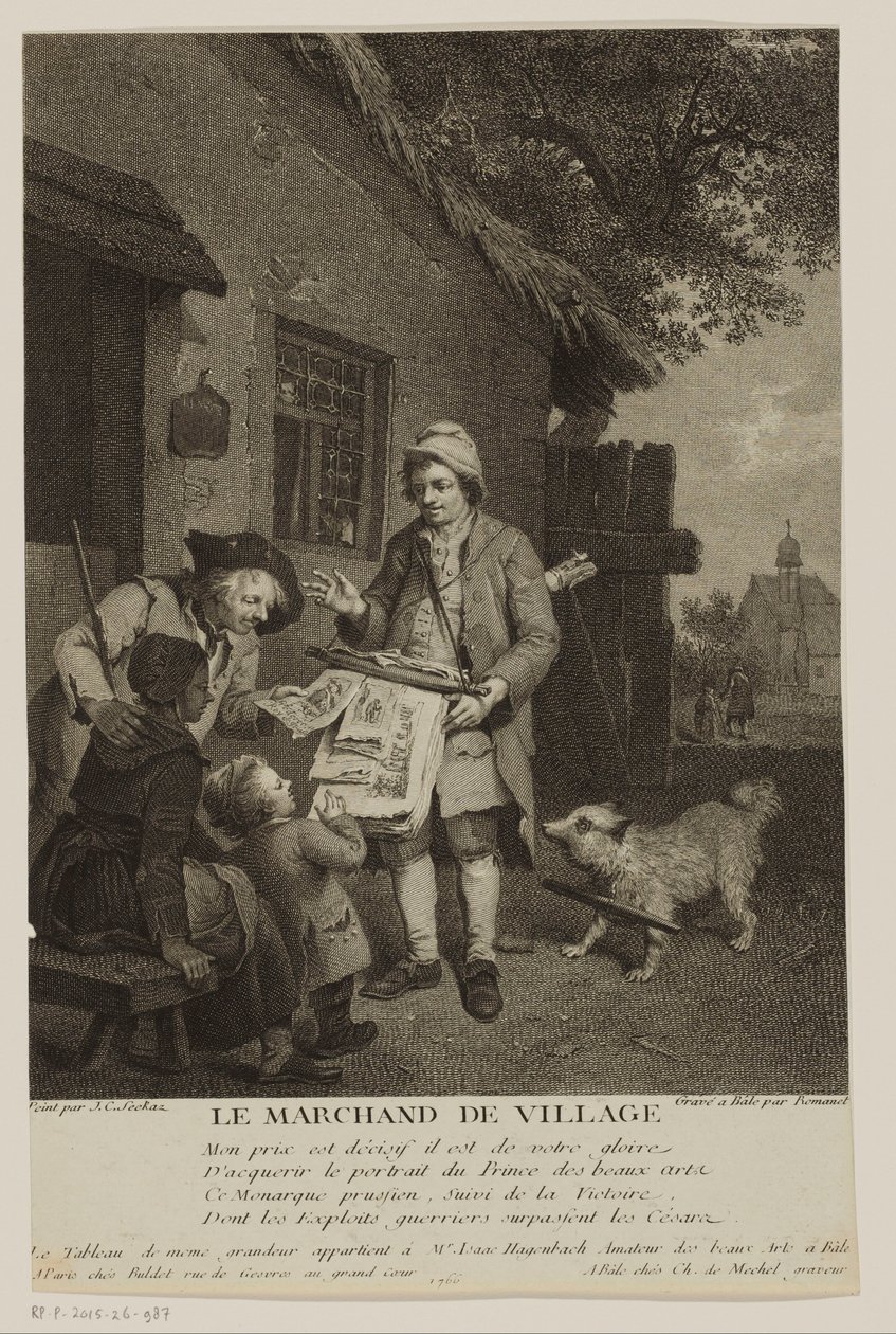 Traveling Print Seller in a Village (Le Marchand de Village) by Antoine Louis Romanet