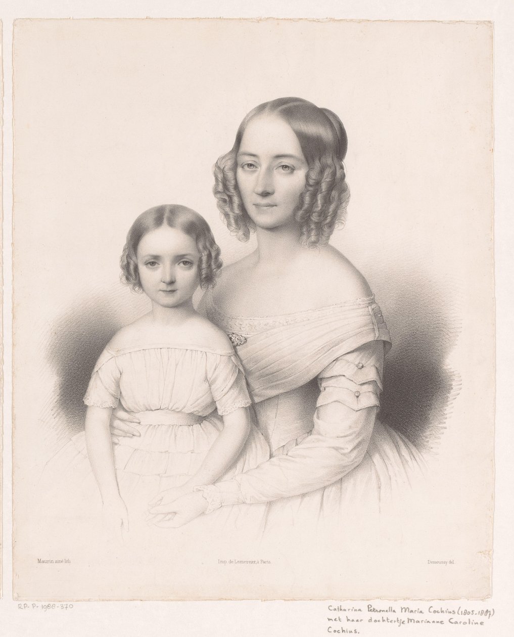 Portrait of Catharina Petronella Maria Cochius with Her Daughter by Antoine Maurin