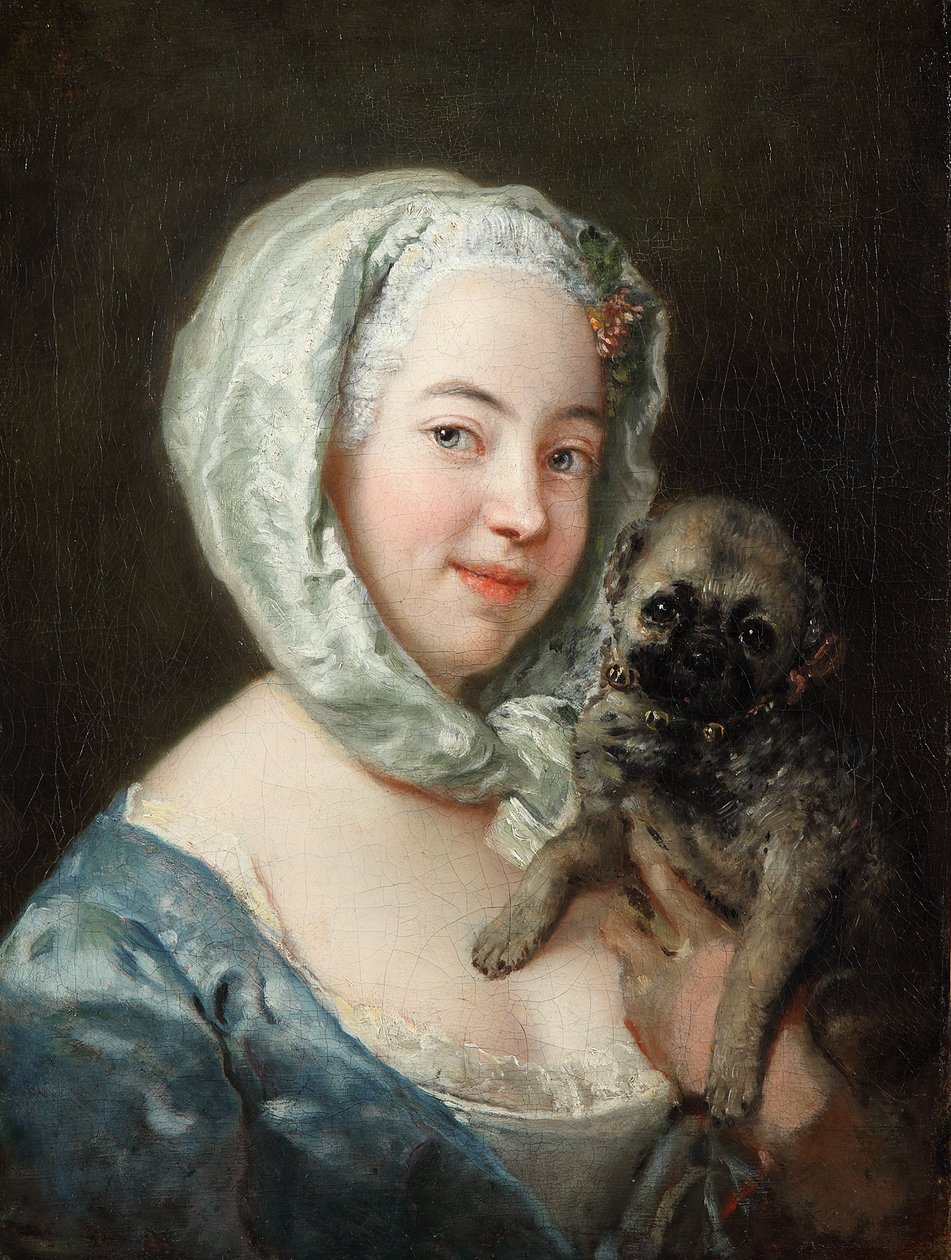 Marie de Rège, née Pesne with a Pug by Antoine Pesne