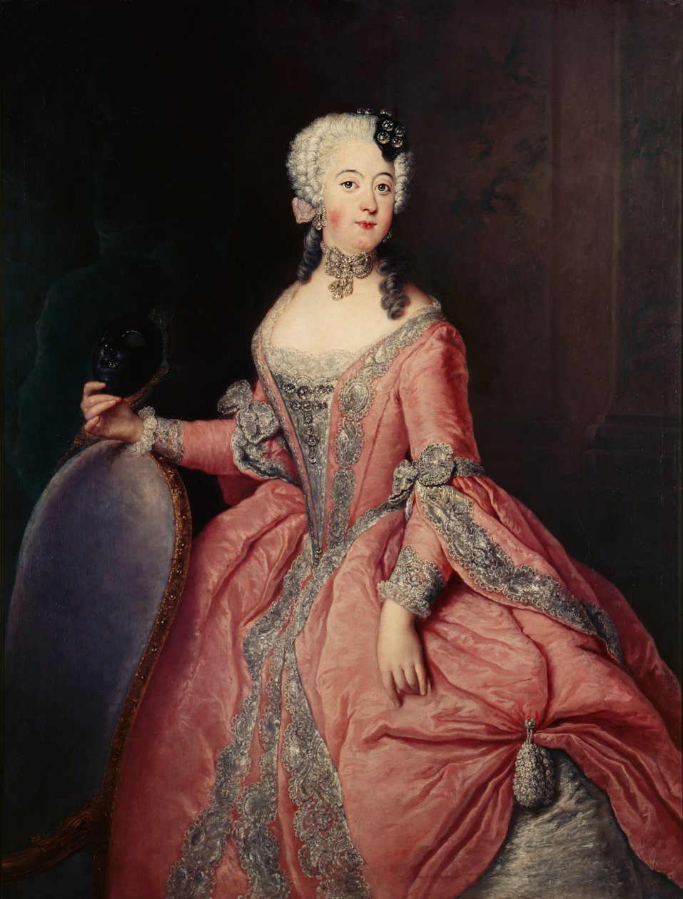 Portrait of Luise Ulrike Princess of Prussia (1720-1782) with Mask in Hand by Antoine Pesne