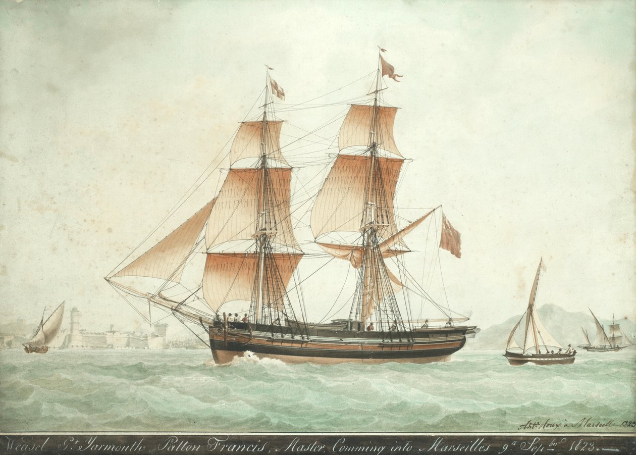 The Weasel Coming into Marseilles, 9th September 1823 by Antoine Roux