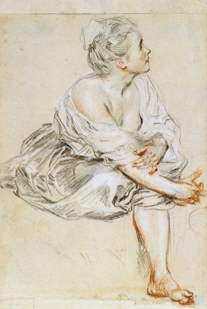 Seated Young Woman by Antoine Watteau