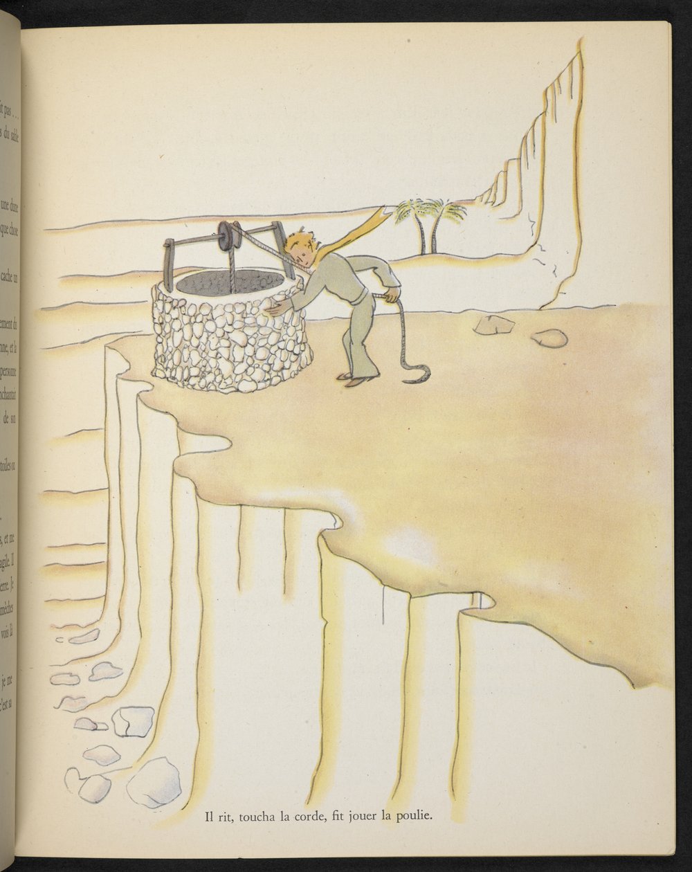The Little Prince at the well, illustration from 