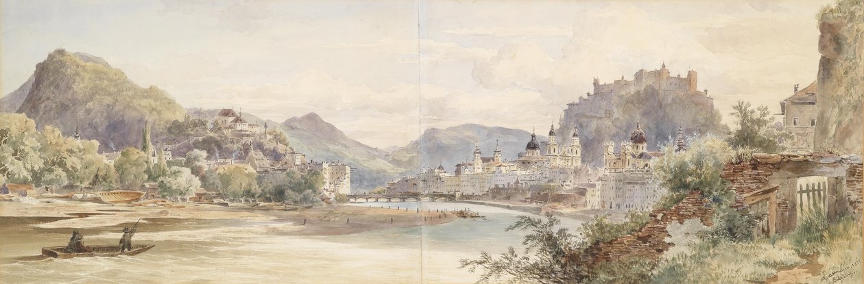 Panorama of the City of Salzburg with Hohensalzburg Fortress by Anton Altmann