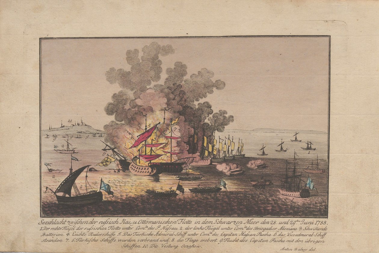 Naval Battle Between the Russian and Ottoman Fleet in the Black Sea on June 28 and 29, 1788 by Anton Balzer
