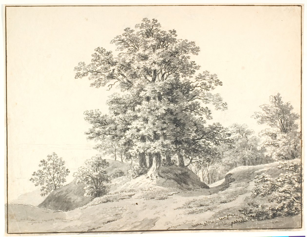 Landscape with Large Trees by the Elbe. Buxtehude by Anton Carl Dusch