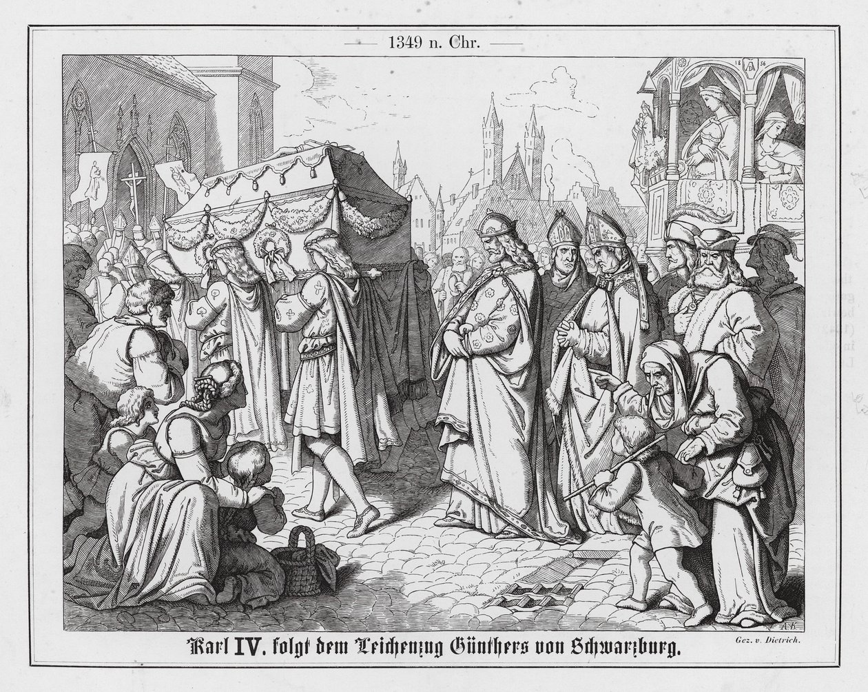 Charles IV of Bohemia following the funeral procession of Gunther von Schwarzburg, King of Germany by Anton Dietrich