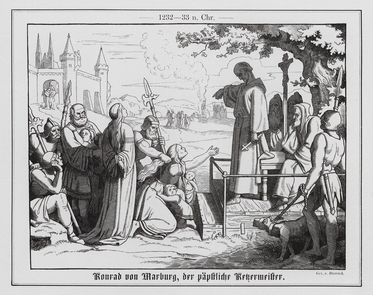 Konrad of Marburg suppressing heresy by Anton Dietrich