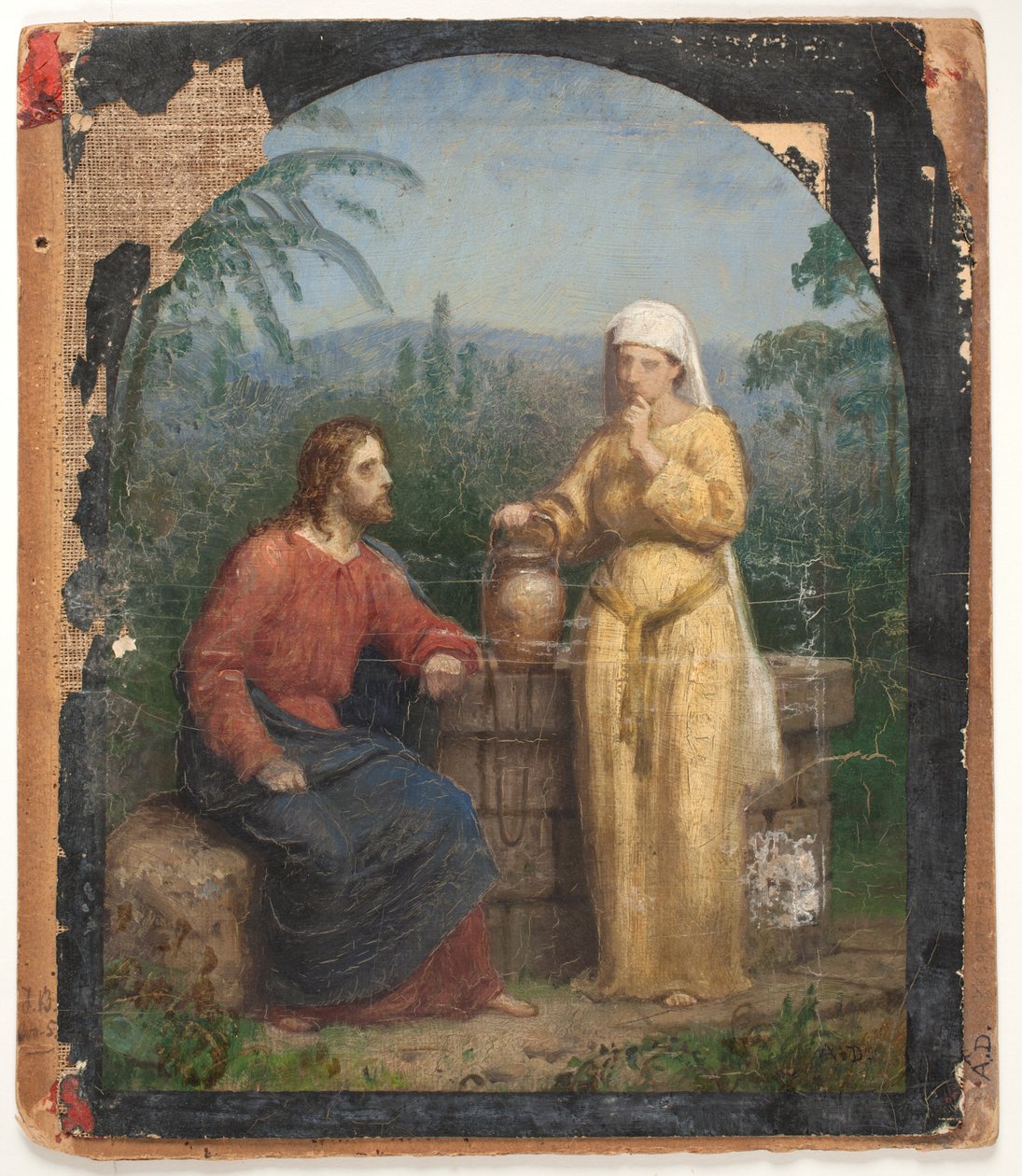 Oil Sketch for Jesus and the Samaritan Woman at the Well by Anton Dorph