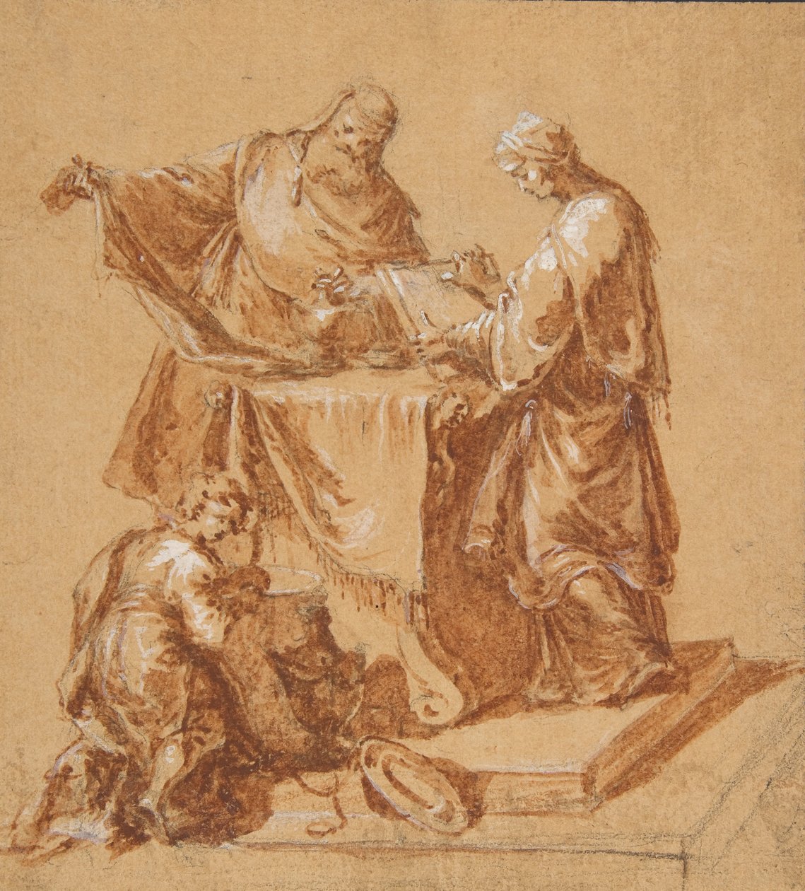 A High-Priest, the Prophetess Anna and a Kneeling Boy around a Table, 1745 by Anton Kern