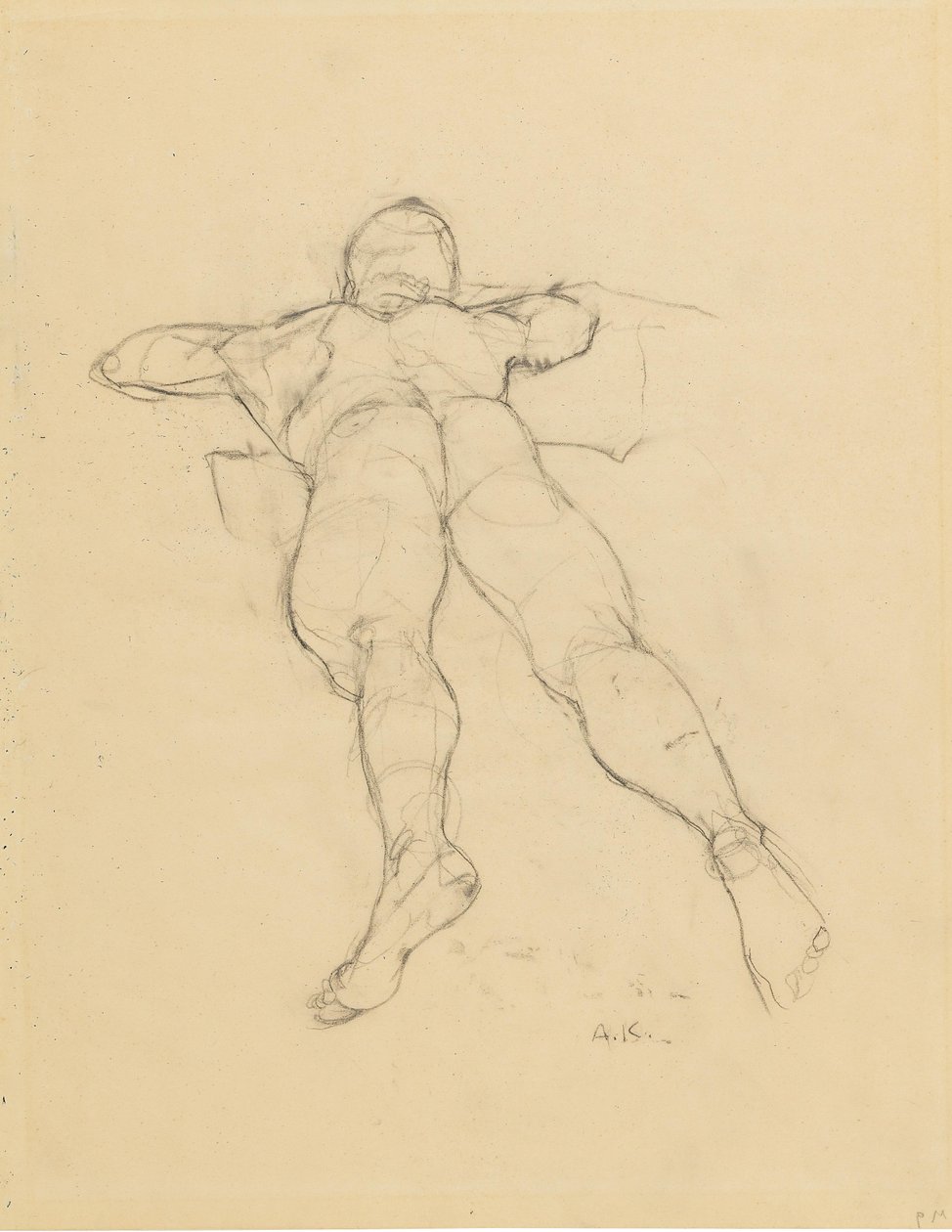 Reclining Male Back Nude by Anton Kolig