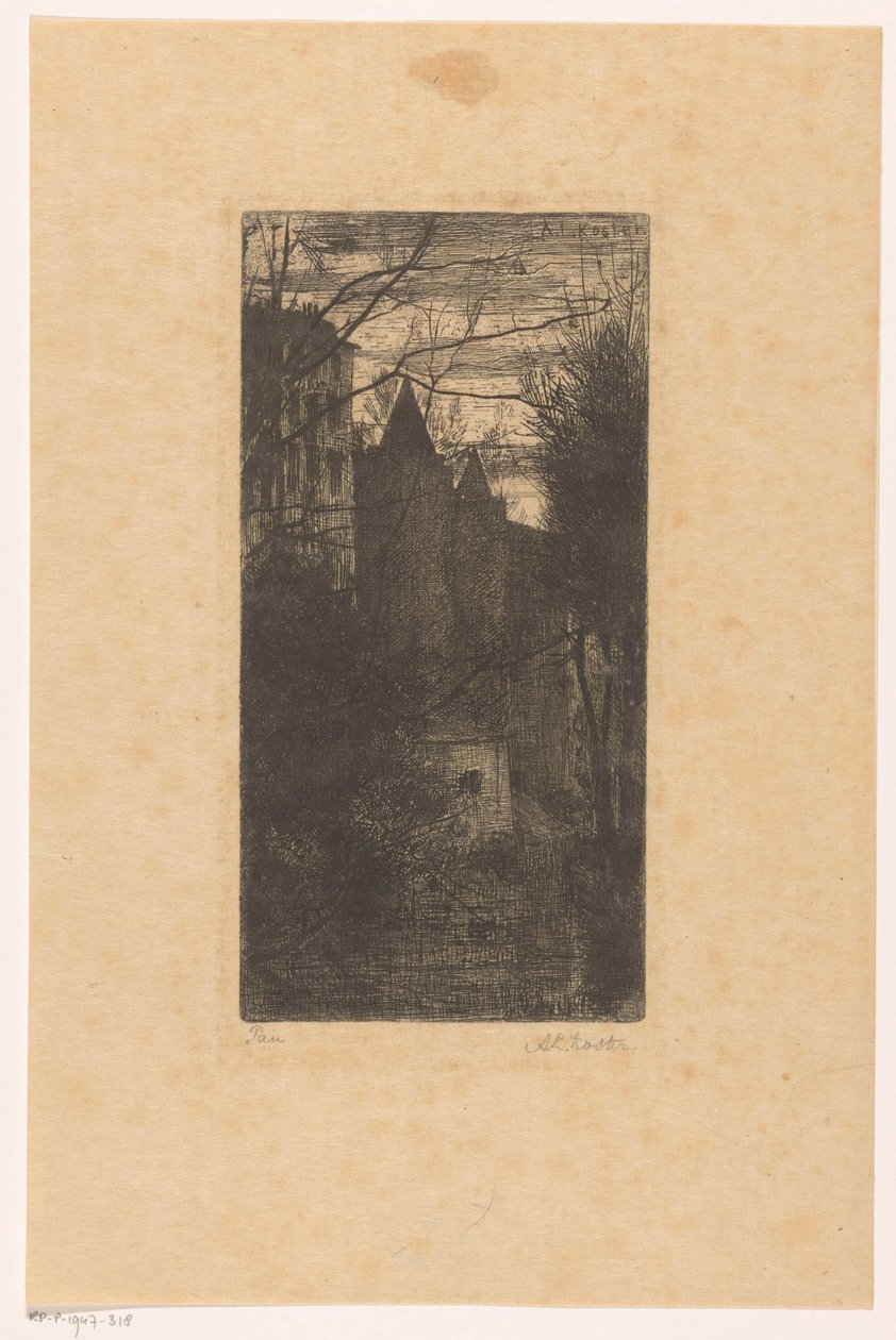 Castle of Pau at Dusk by Anton L. Koster (signed by artist)