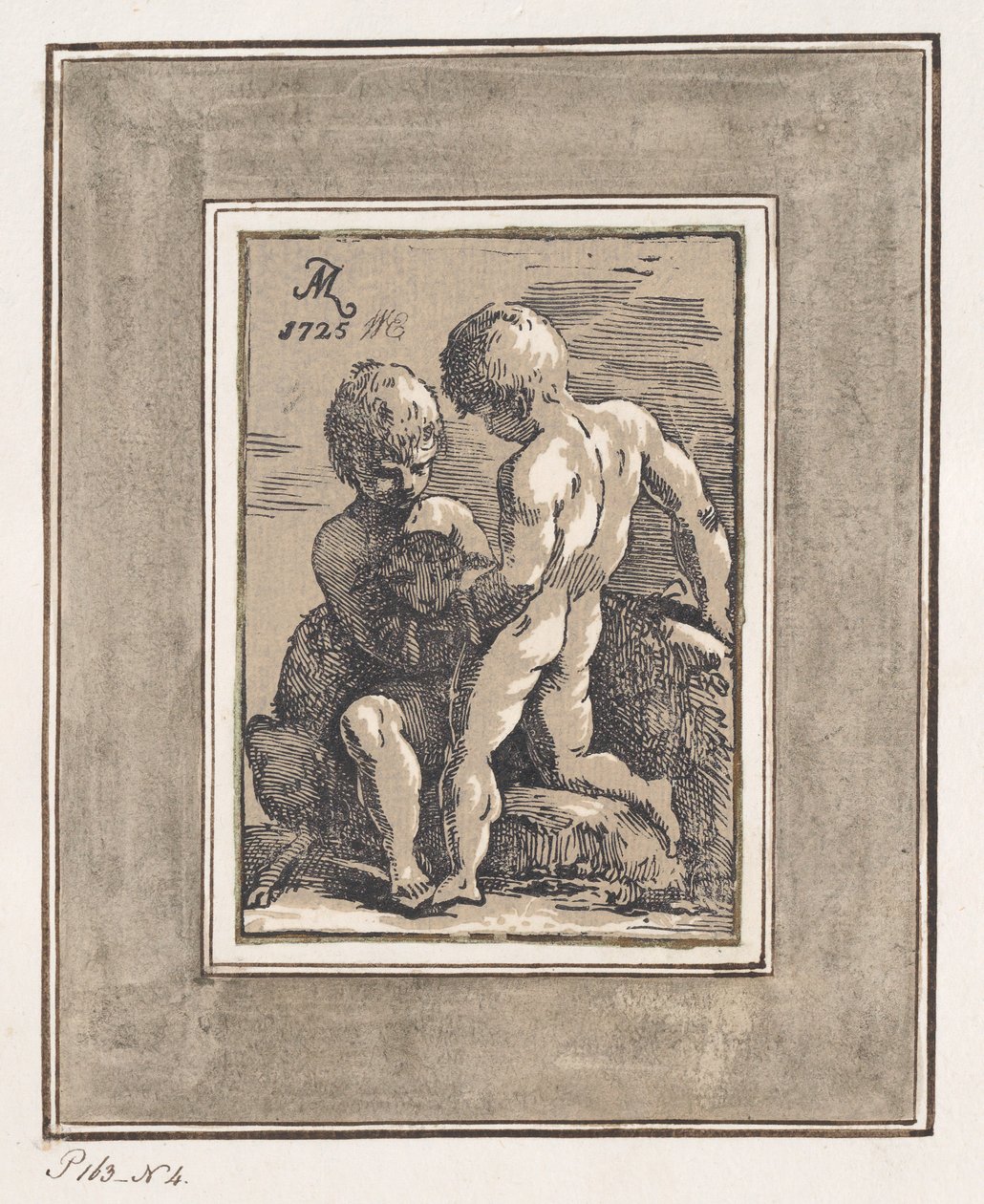 Two Children Playing with a Lamb, 1725 by Anton Maria Zanetti