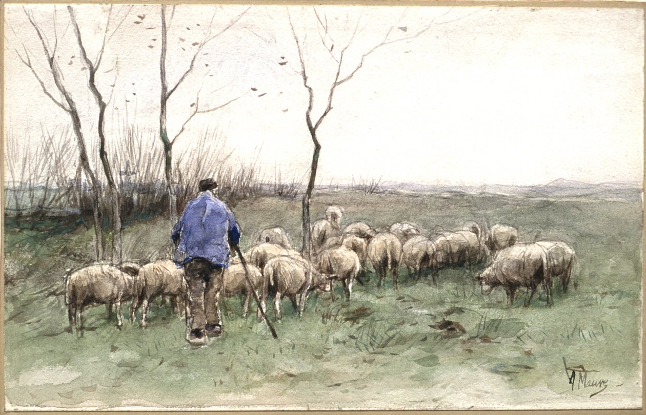A Shepherd and His Flock by Anton Mauve