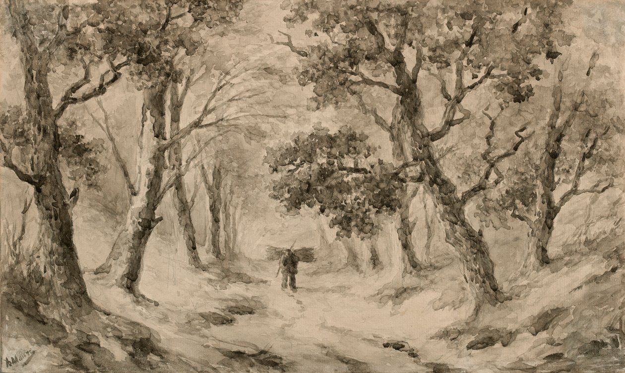 A Wood Gatherer in the Forest by Anton Mauve