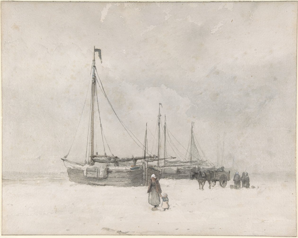 Fishing Boats on the Beach in Winter by Anton Mauve