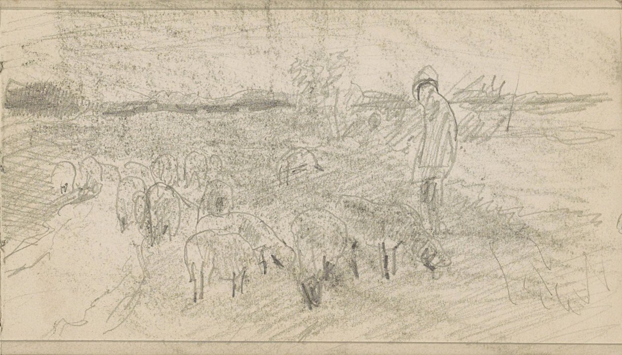 Herder with a Flock of Sheep in a Landscape by Anton Mauve