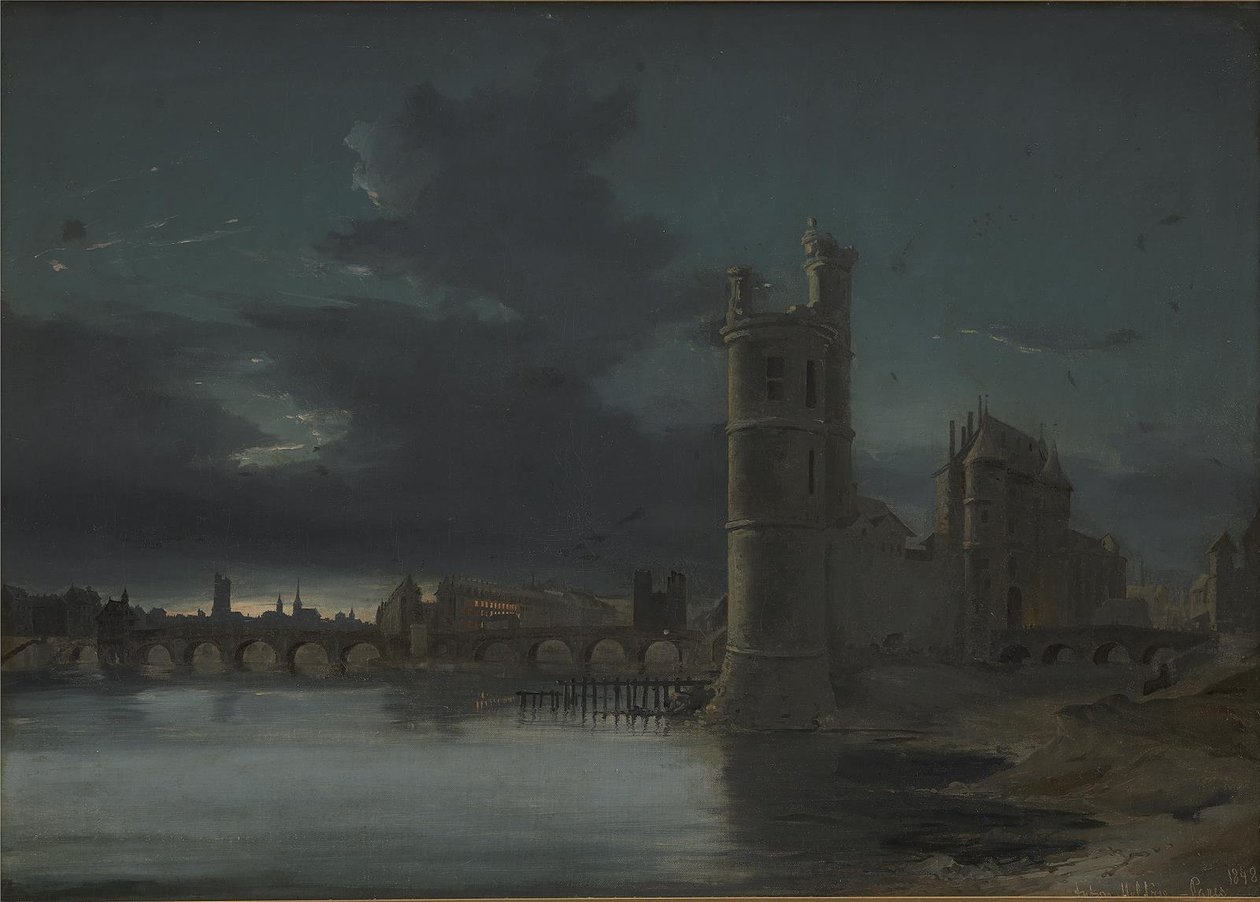 Tour St. Jacques and Notre Dame, Paris. Evening by Anton Melbye