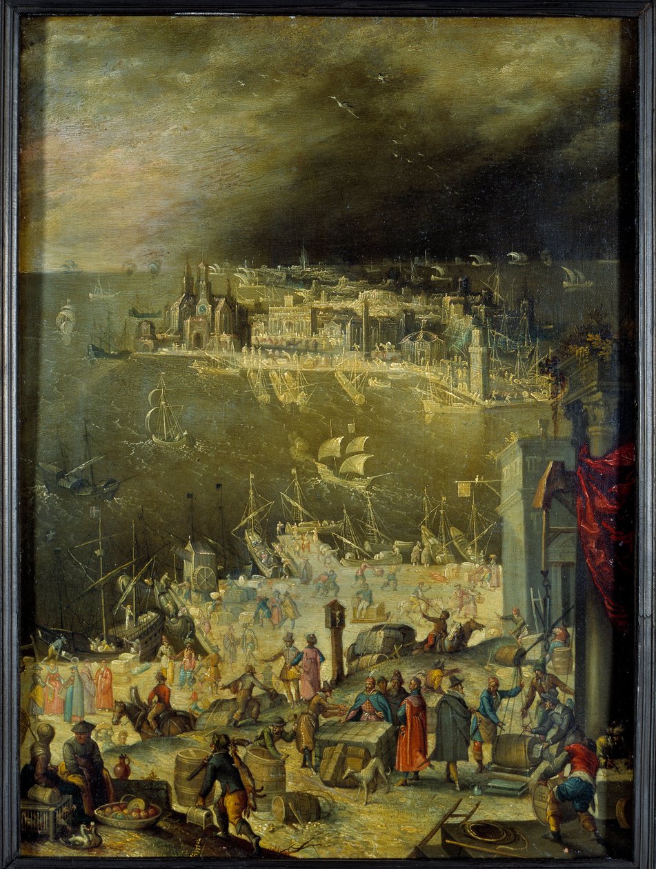 View of a Seaport by Anton Mozart