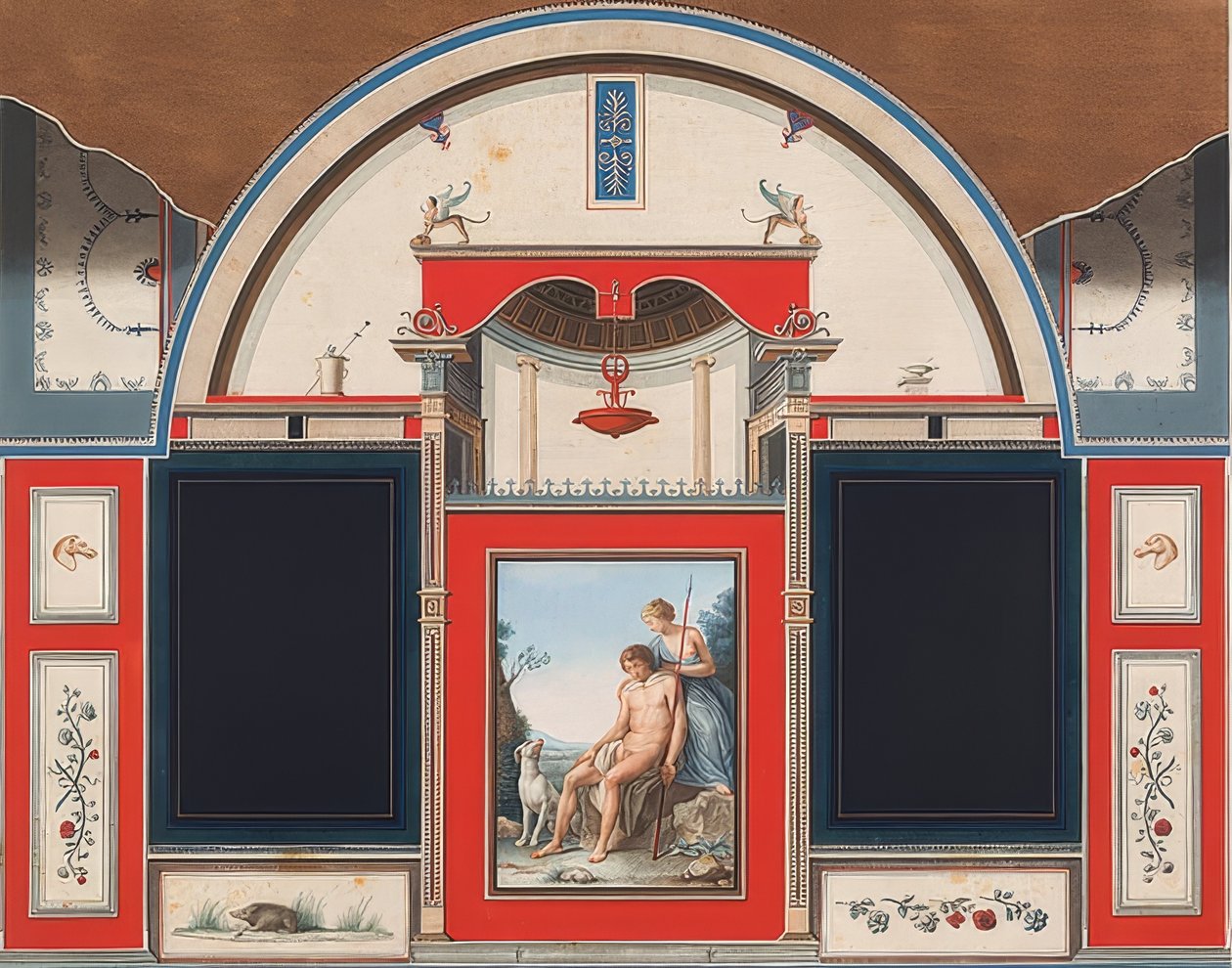 Wall Painting of a Roman House on the Grounds of Villa Negroni in Rome, Venus and the Wounded Adonis by Anton Raphael Mengs