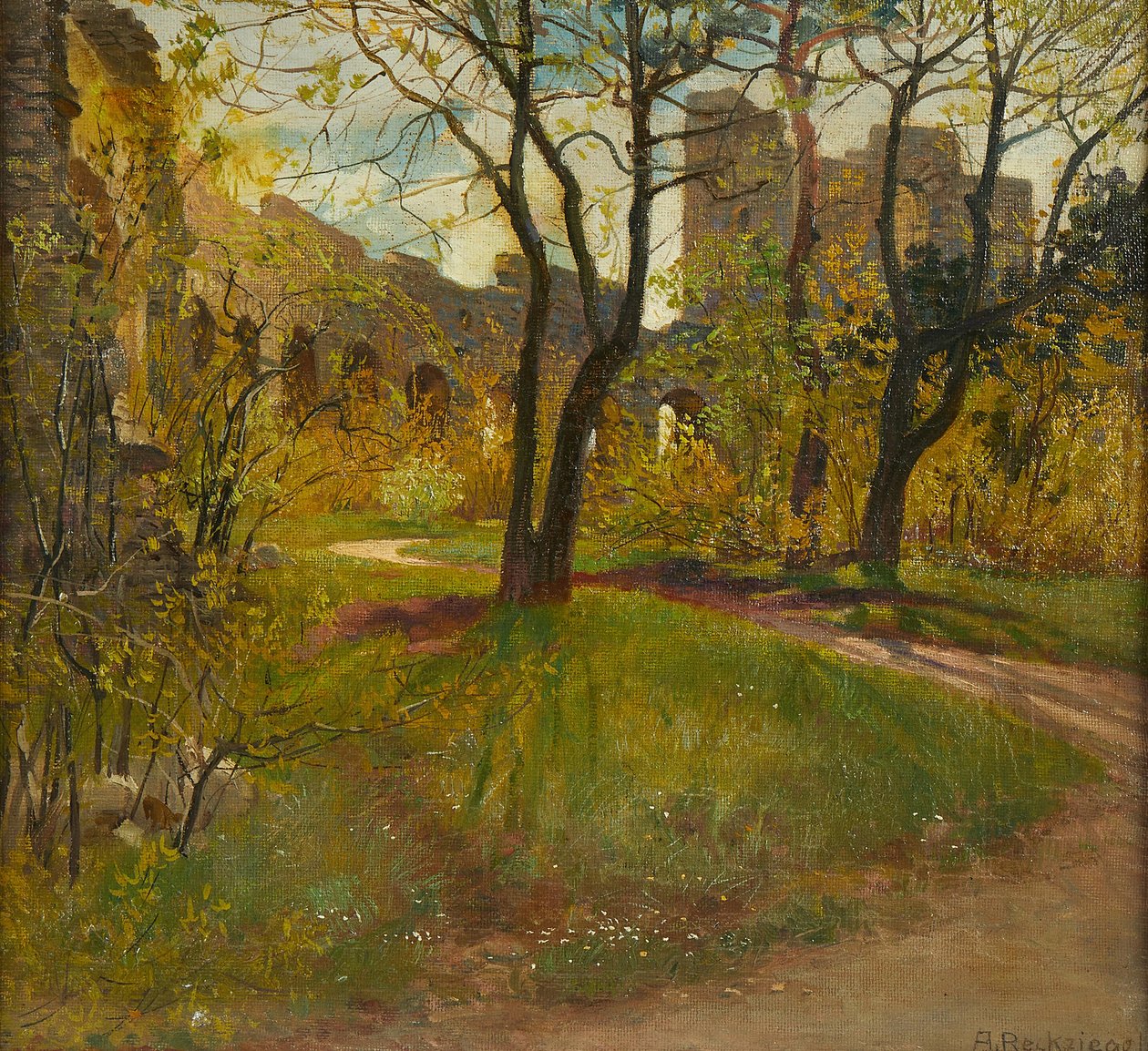Courtyard of a Castle Ruin by Anton Reckziegel