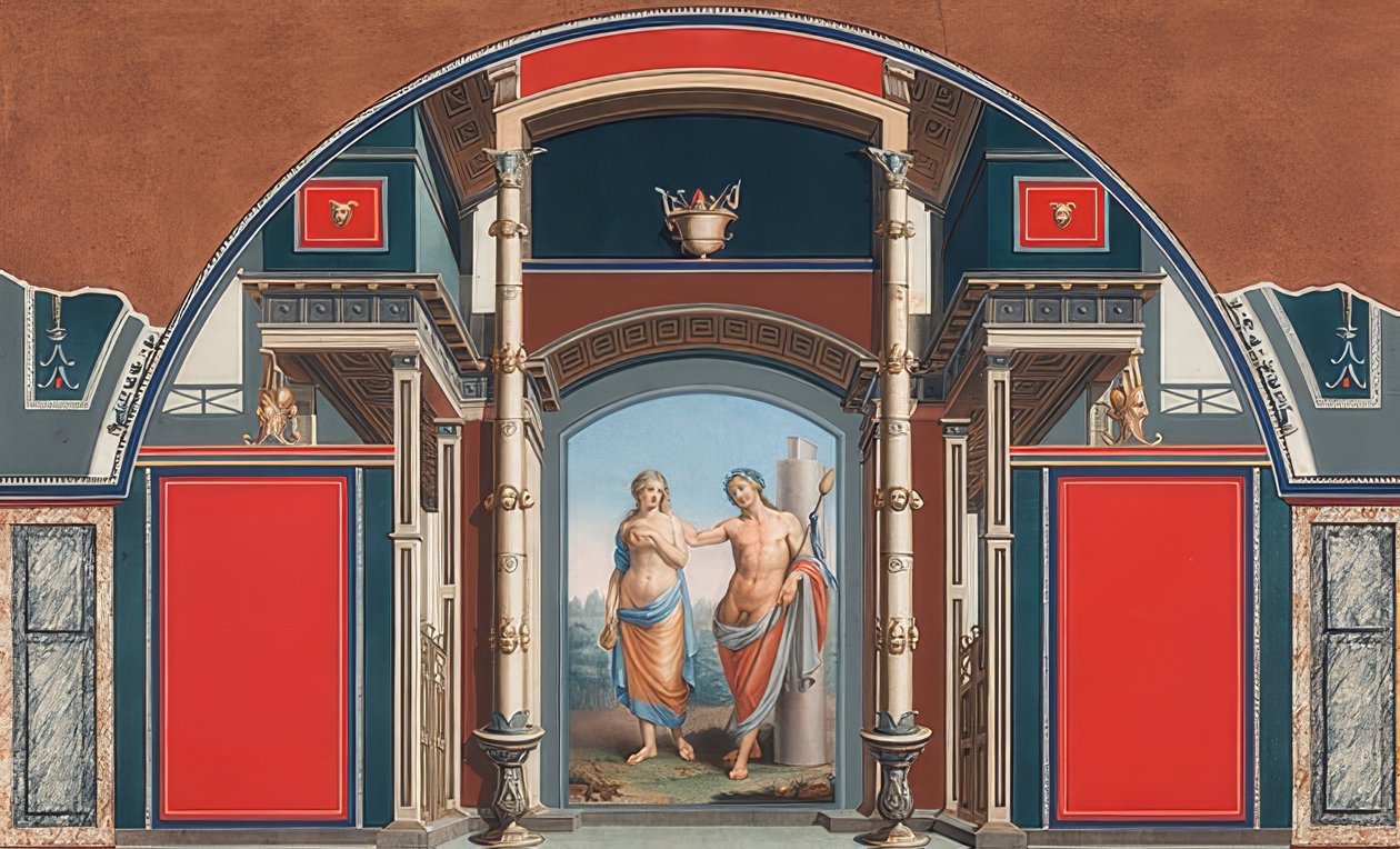 Wall Painting of a Roman House on the Grounds of Villa Negroni in Rome, Bacchus and Ariadne by Anton von Maron