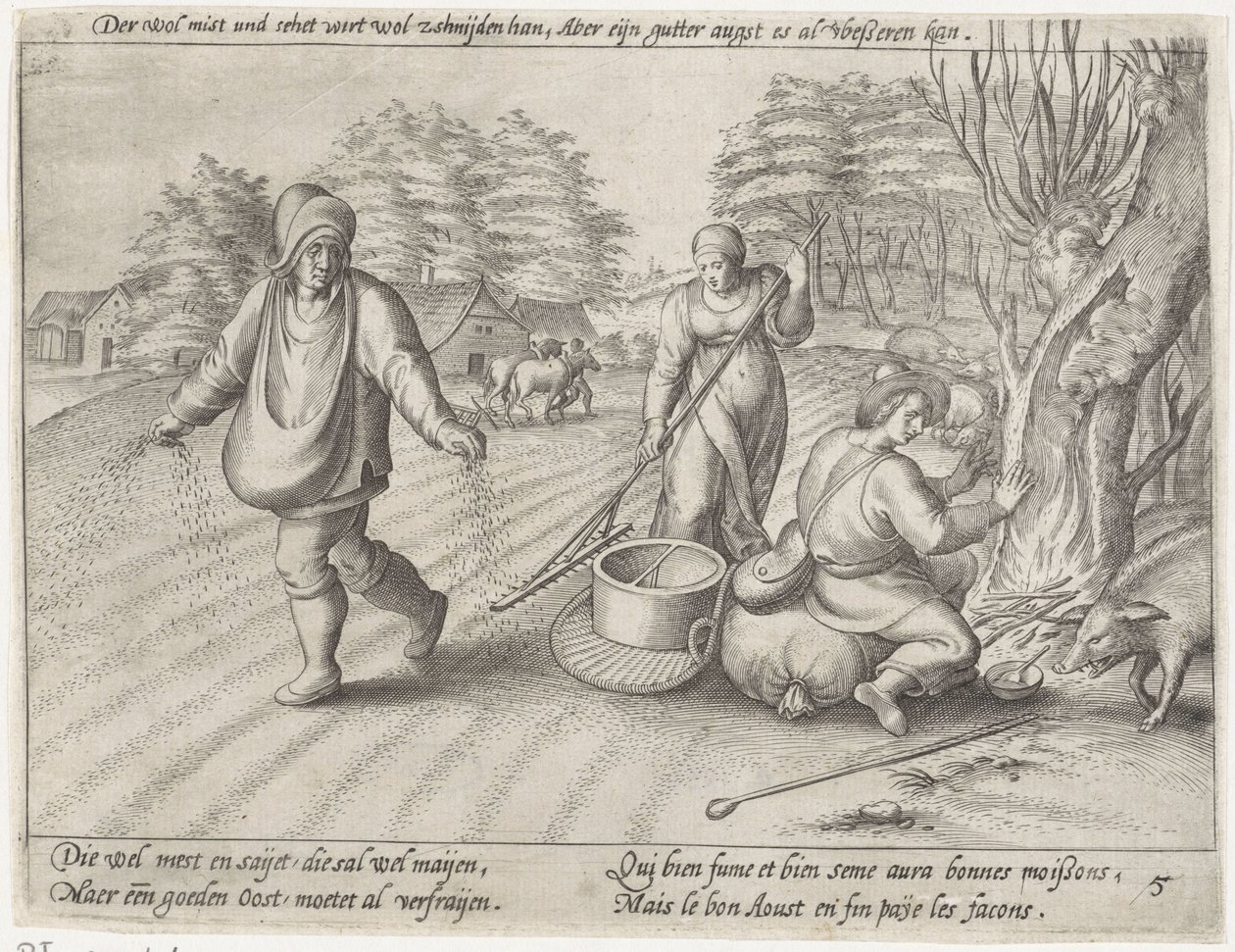 Sowing on the Land by Antonie Wierix (II) (possibly)