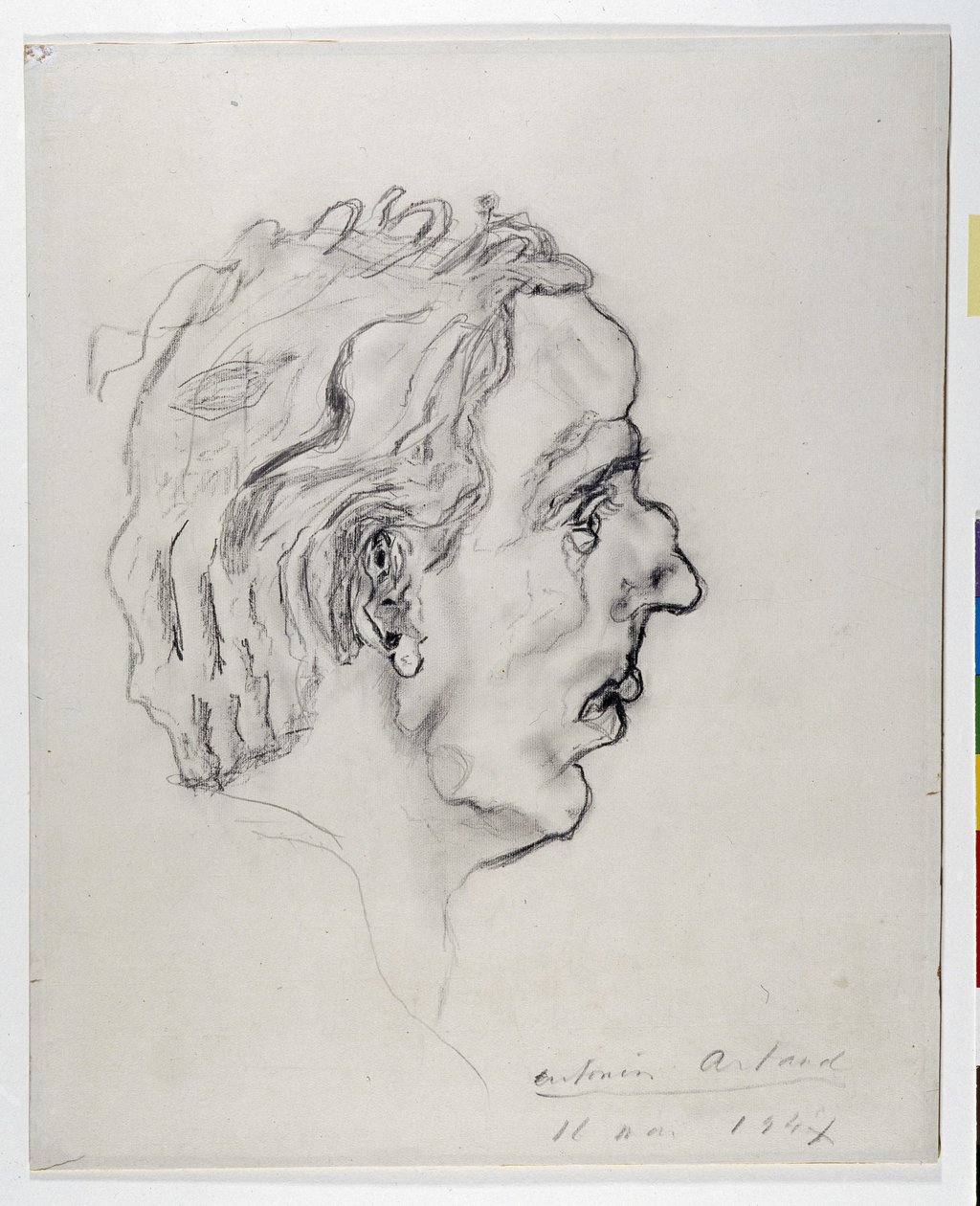 Portrait of the poet Jacques Prevel in profile by Antonin Artaud