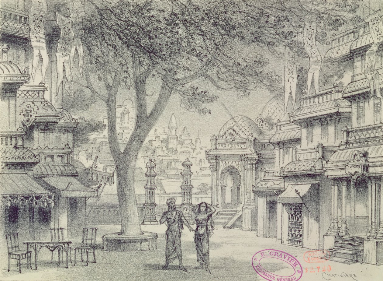 Set Design for Act II of the Opera Lakme by Antonin Marie Chatiniere