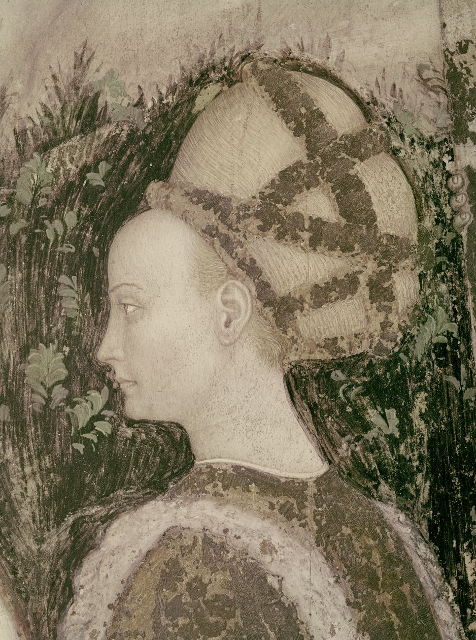 St. George and the Princess of Trebizond, detail of the head of the princess, c.1433-38 by Antonio Pisanello