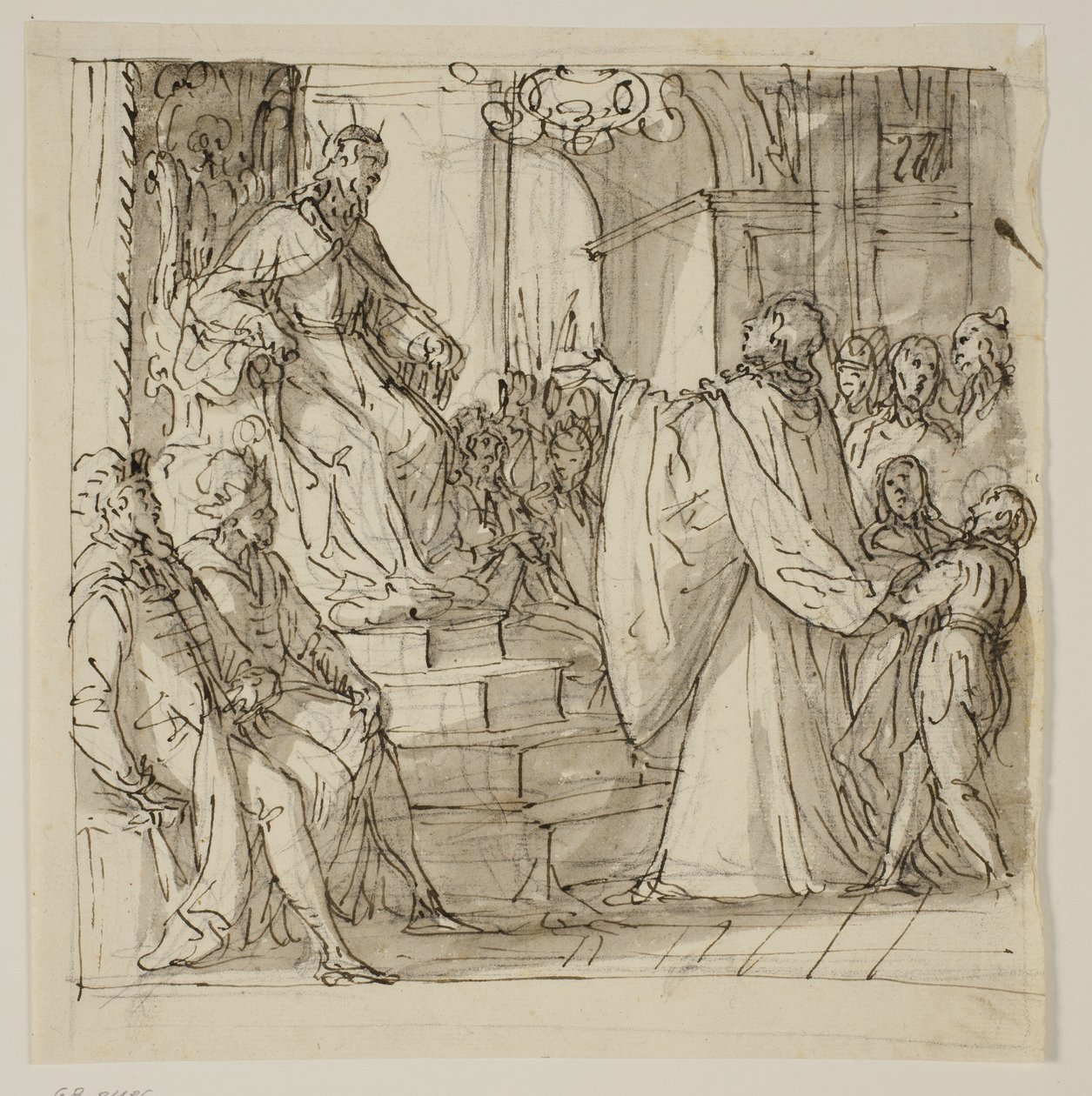 An Ambassador of the Barbarigo Family Received in Audience by a King. Study for a Fresco in Villa Barbarigo, Noventa Vicentina by Antonio Aliense