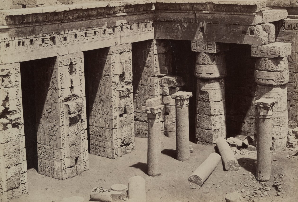 Medinet Habu: Coptic Church in Center of Ramses III Temple by Antonio Beato