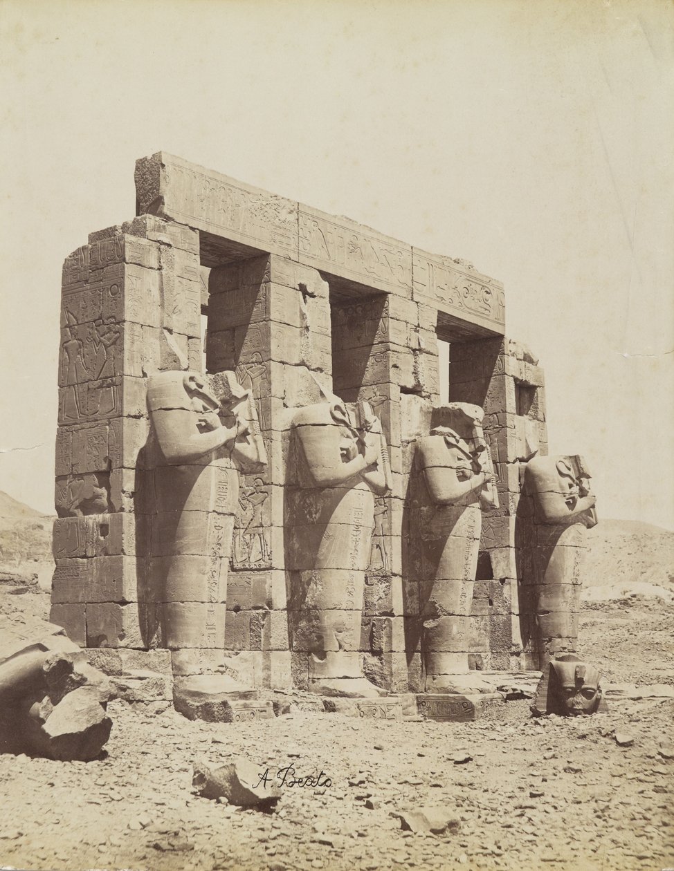 Ramesseum, Thebes, view of the southeast of the Second Court by Antonio Beato