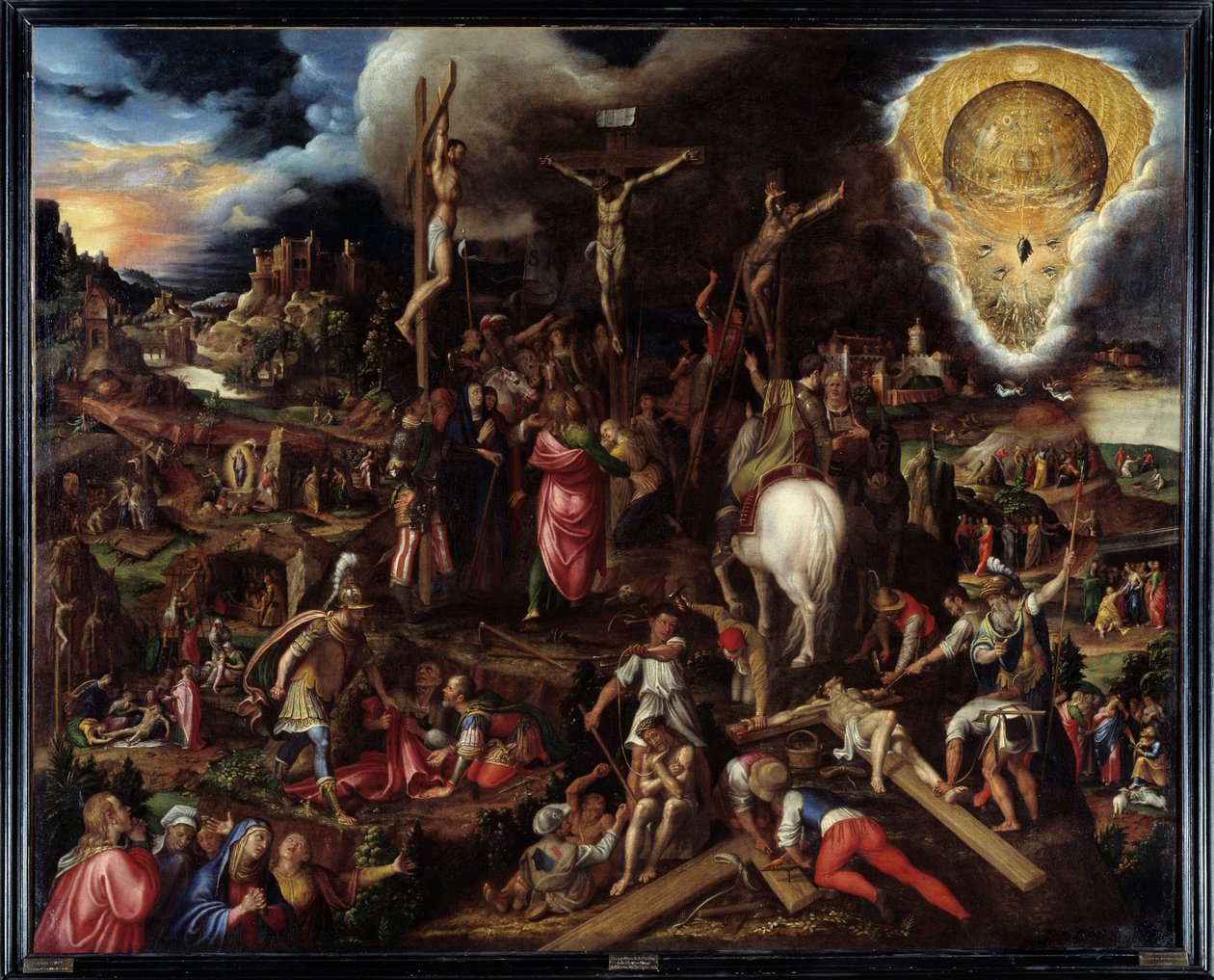Scenes of Passion: Prayer in the Garden of Olive Trees, Betrayal of Judas, Arrest of Christ, Flouted Christ, Ascends to Calvary, Crucifixion, Resurrection. Painting by Antonio Campi by Antonio Campi