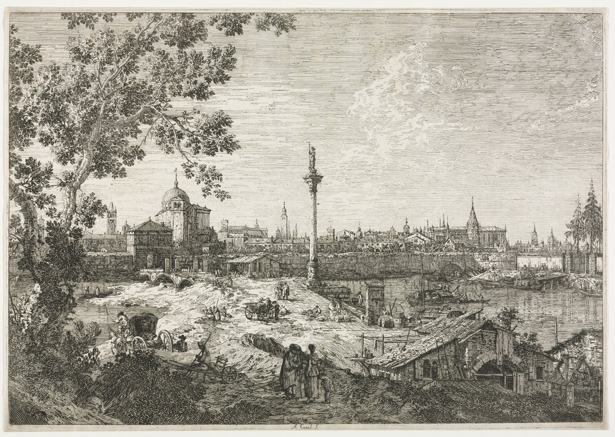 Panorama of a City on a River by Giovanni Antonio Canal