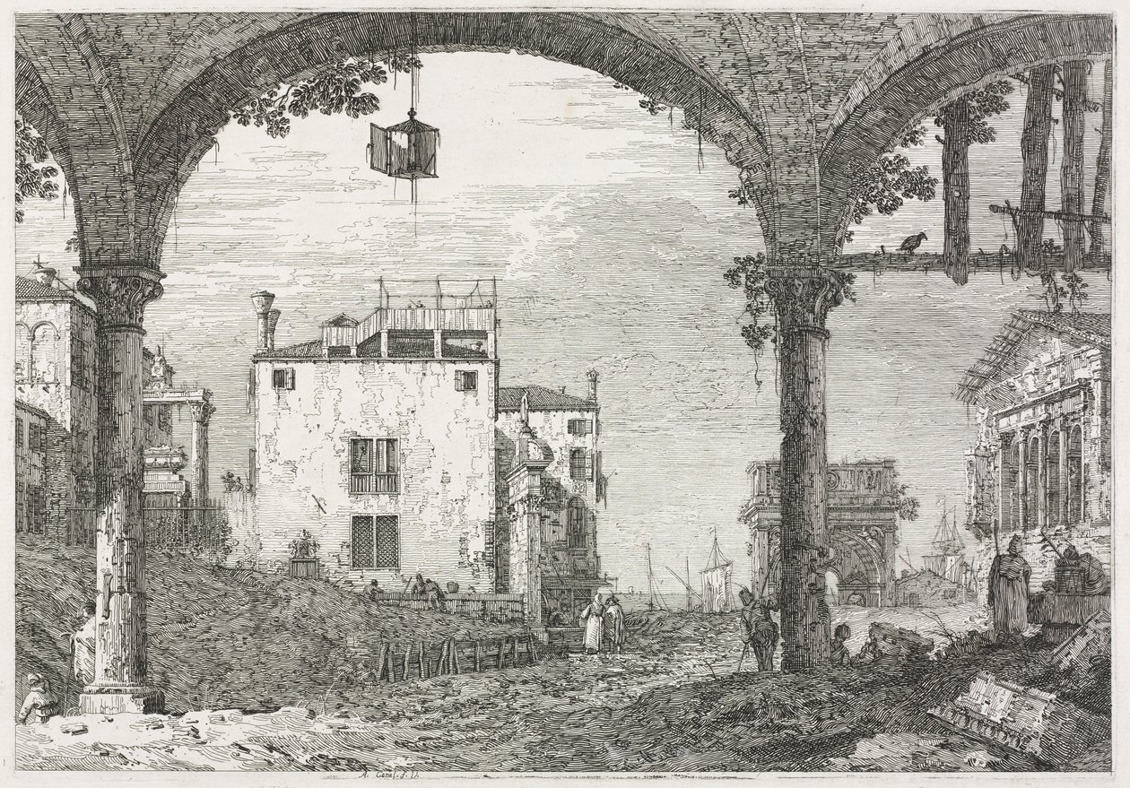 Views: The Portico with the Lantern, 1735-1746 by Giovanni Antonio Canal