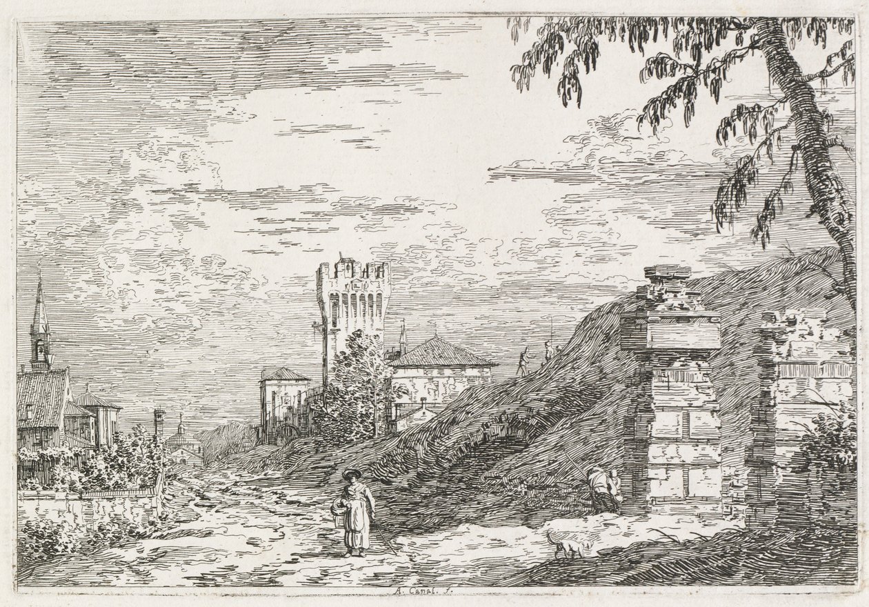 Views: Two Ruined Pillars by Antonio Canaletto