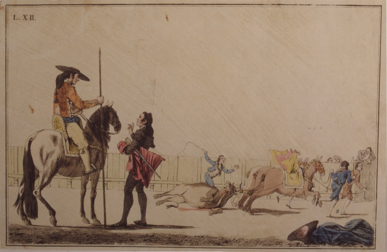 Picador Riding and Dragging the Bull by Antonio Carnicero