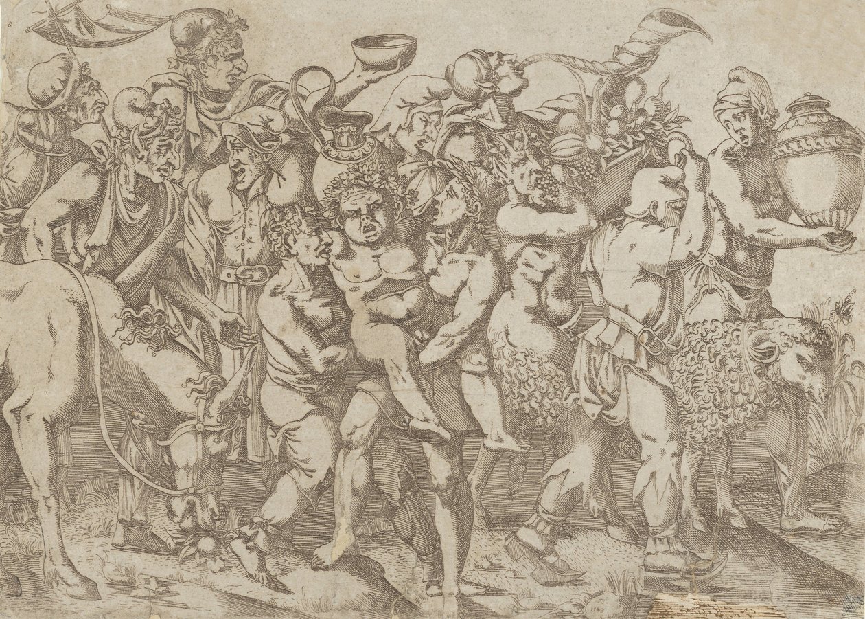 Silenus Carried, 1543 by Antonio Fantuzzi