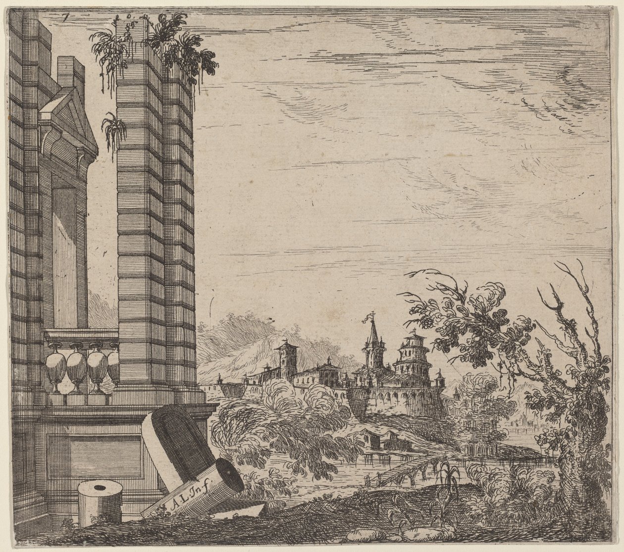 Landscape with Ruins by Antonio Francesco Lucini