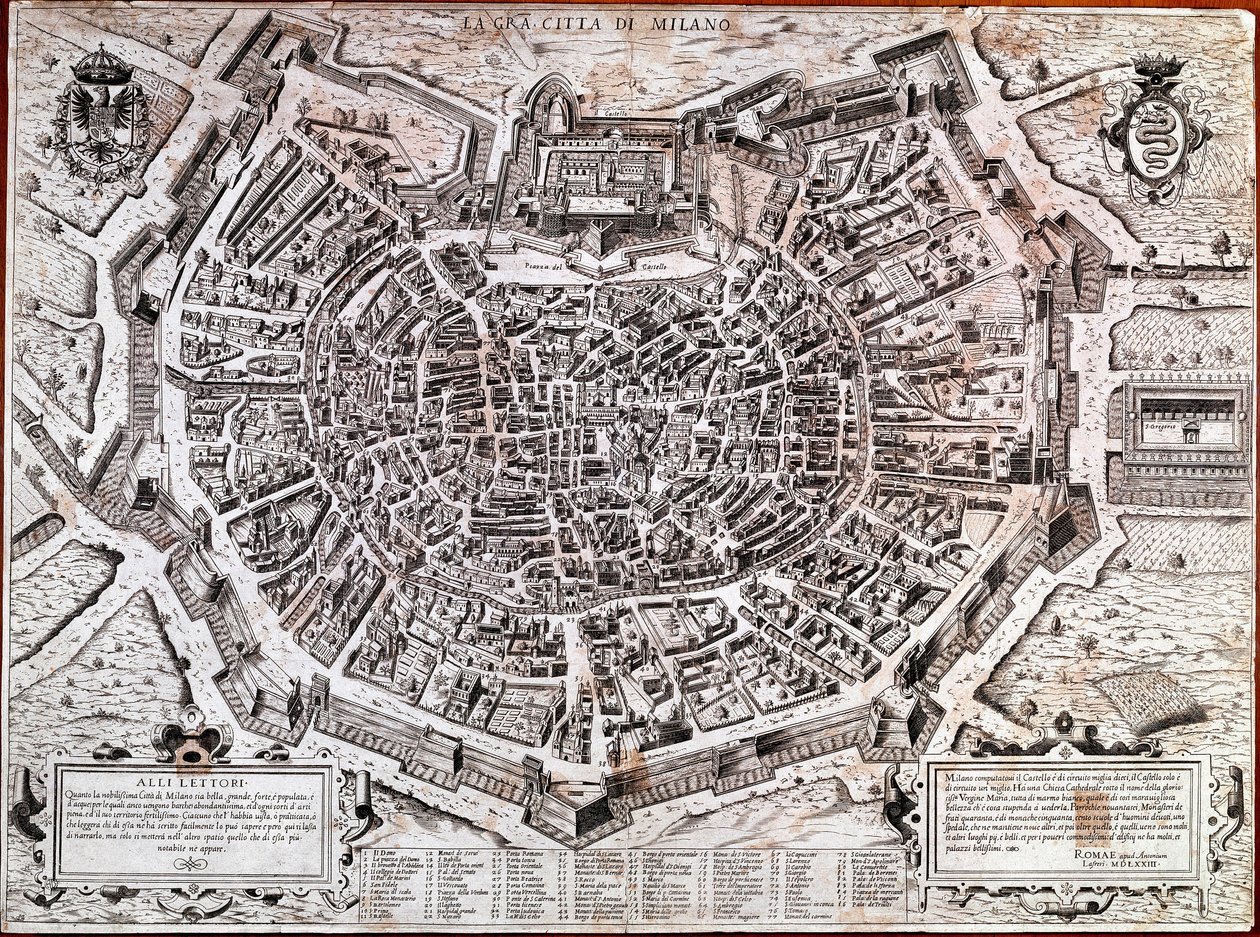 City map of Milan edited by Antonio Lafreri in 1573 by Antonio Lafreri