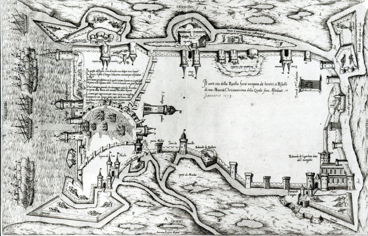 Map Illustrating La Rochelle Occupied by the Huguenots by Antonio Lafreri