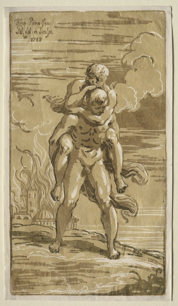 Eneas Carrying Anchises, his Father, from the Burning of Troy by Antonio Maria I Zanetti