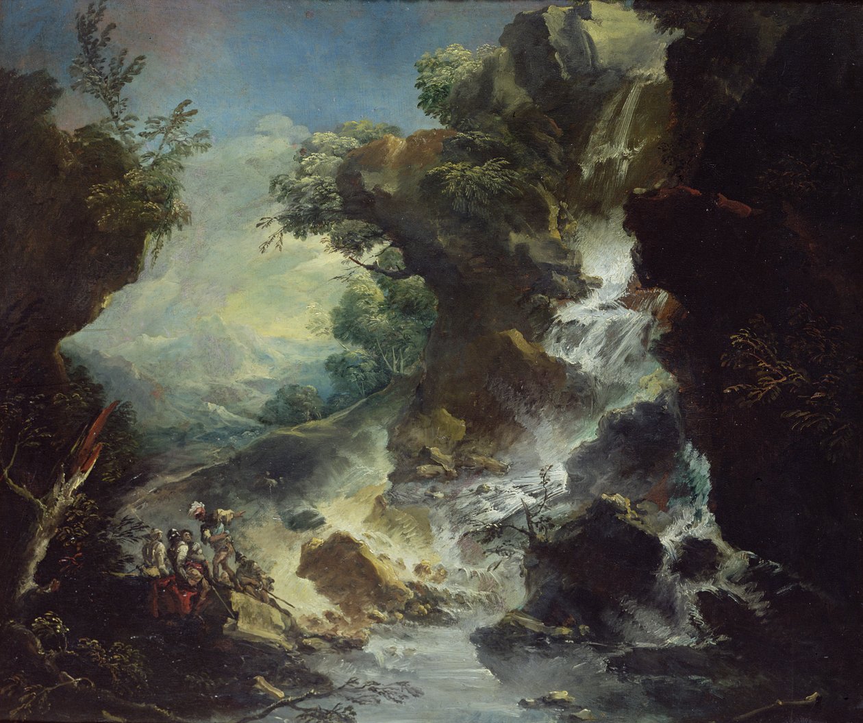 Landscape with Waterfall, c.1700-07 by Antonio Marini