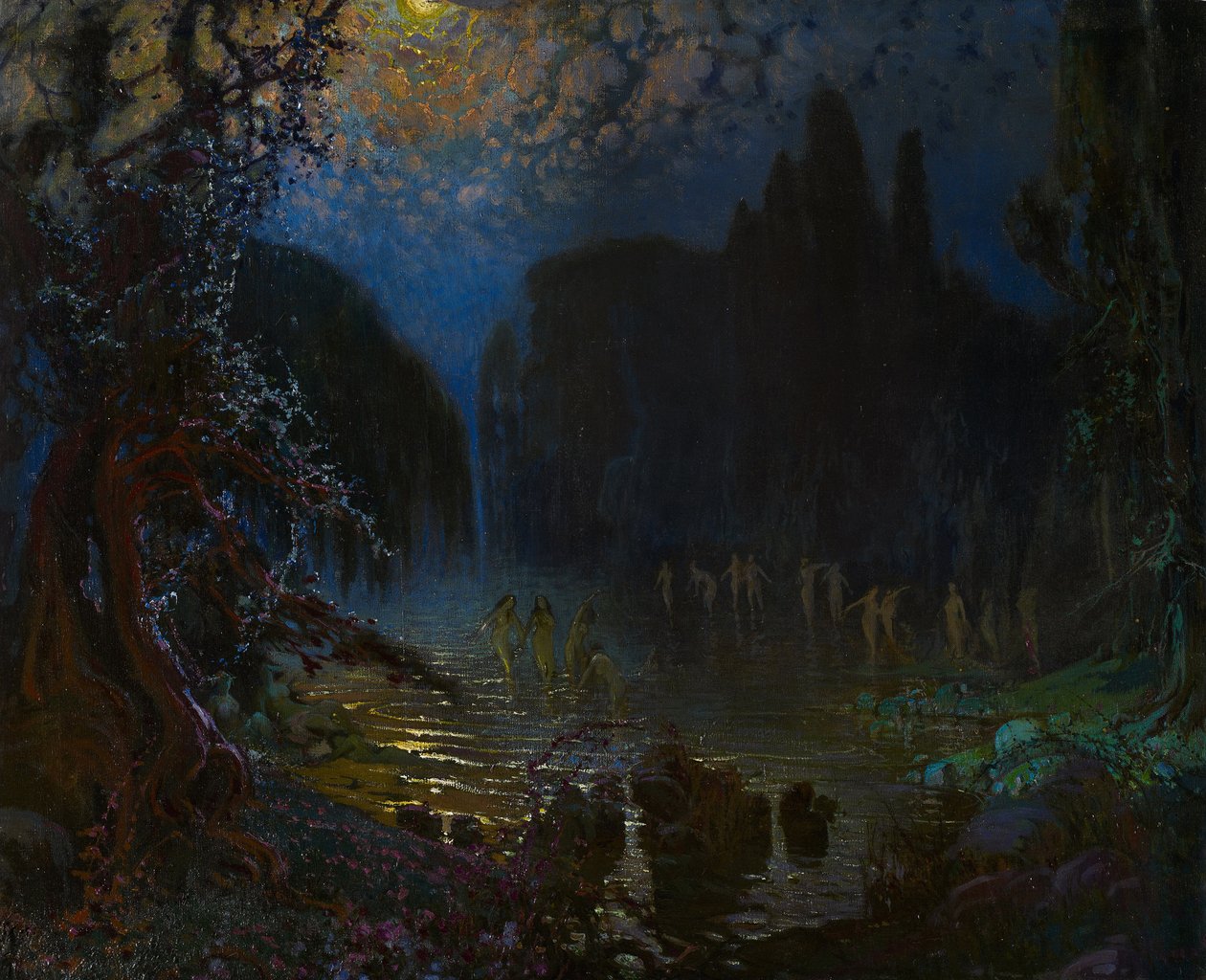 Bathing of the Nymphs by Antonio Munoz Degrain