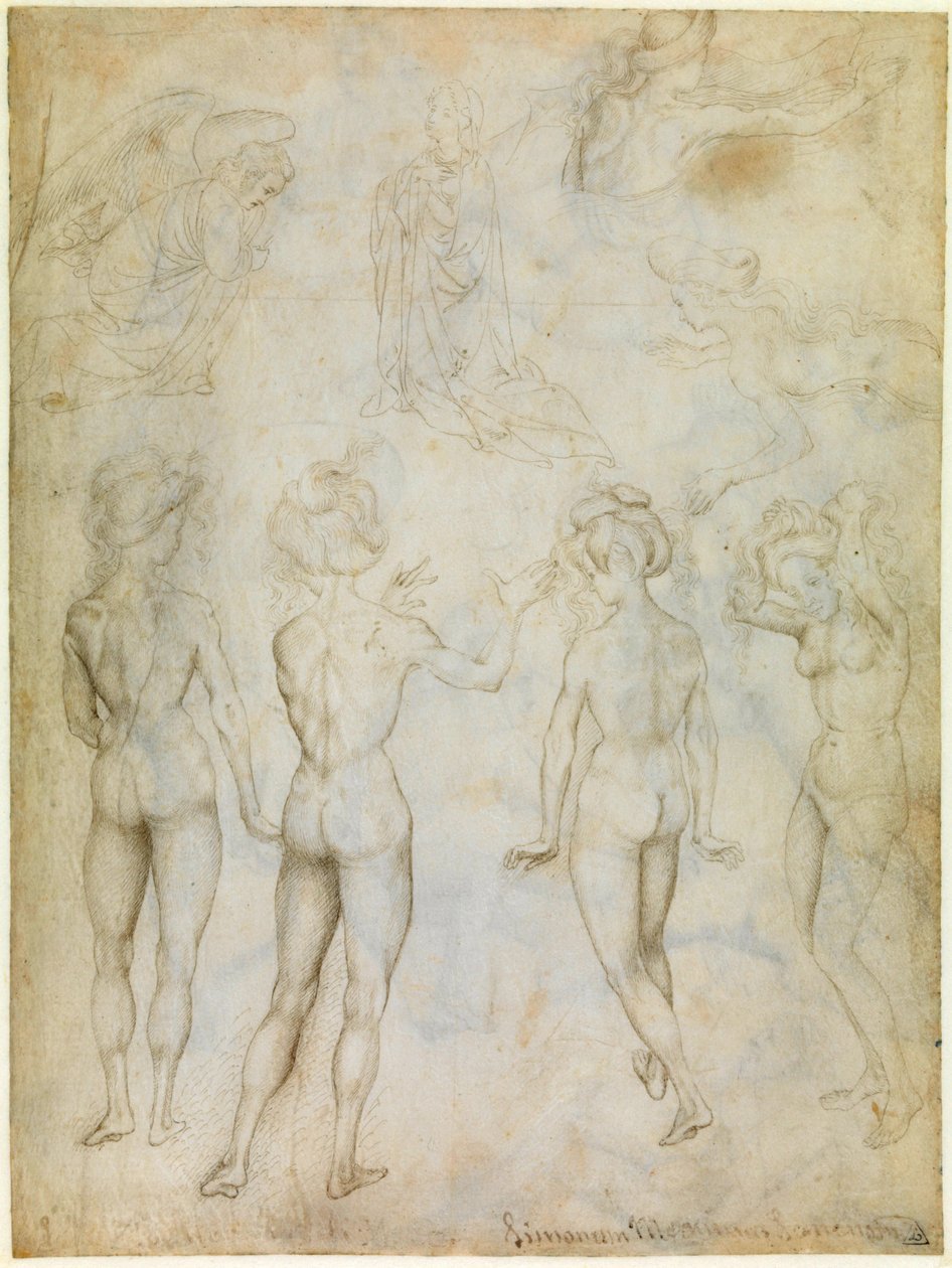 Studies of naked women, Annunciation and two swimming women